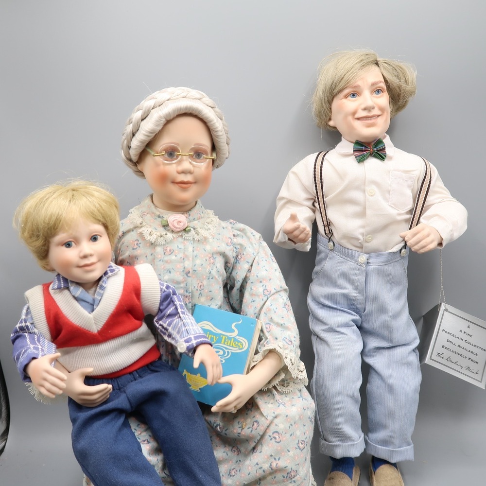 The Piggyback Ride By Judy Belle Danbury Porcelain Dolls Grandpa Grandma Lot
